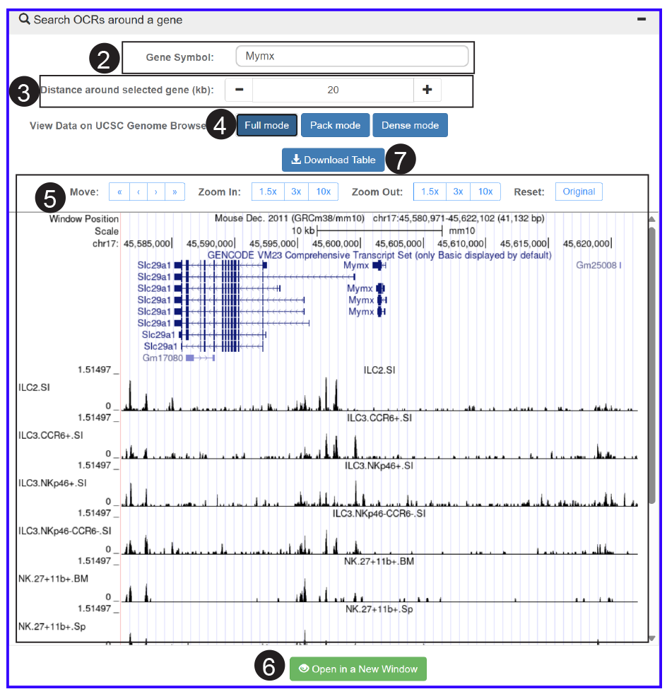 screenshot of OCRpage when selecting around a gene