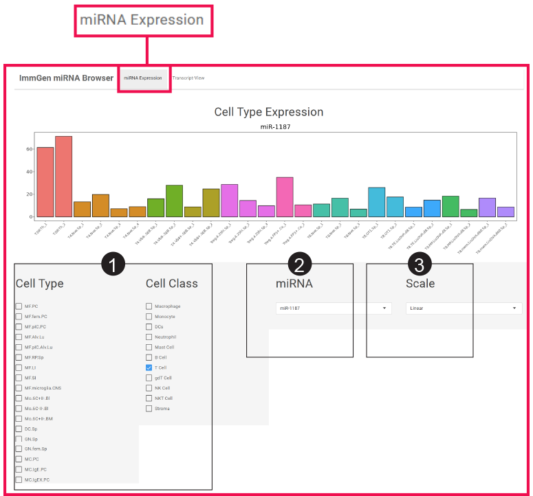 microRNA expression page screenshot 